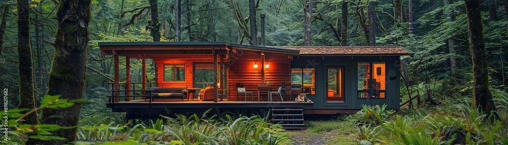 Small cozy cabin in the woods, perfect for a leisurely break, surrounded by nature's tranquility, Forest Retreat Small cozy cabin in the woods, perfect for a leisurely break, surrounded by nature's tranquility, Forest Retreat