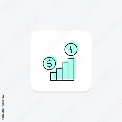 Energy Economics color shadow thinline icon , vector, pixel perfect, illustrator file