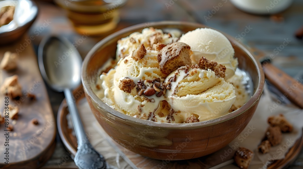 Bread with delicious ice cream topping, ice cream with delicious Bread topping Bread with delicious ice cream topping, ice cream with delicious Bread topping