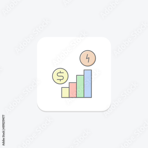 Energy Economics lineal color icon , vector, pixel perfect, illustrator file