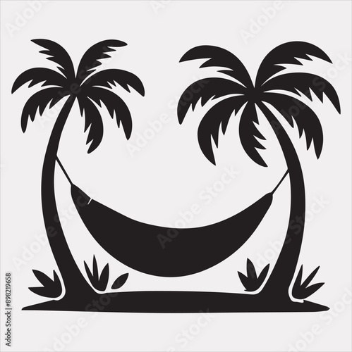 Relax hammock silhouette vector illustration on a white background