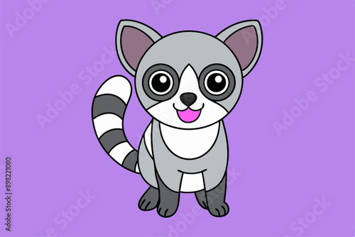 Adorable Lemur Vector Graphic For Web And Print. Premium Lemur Illustration For All Creative Projects