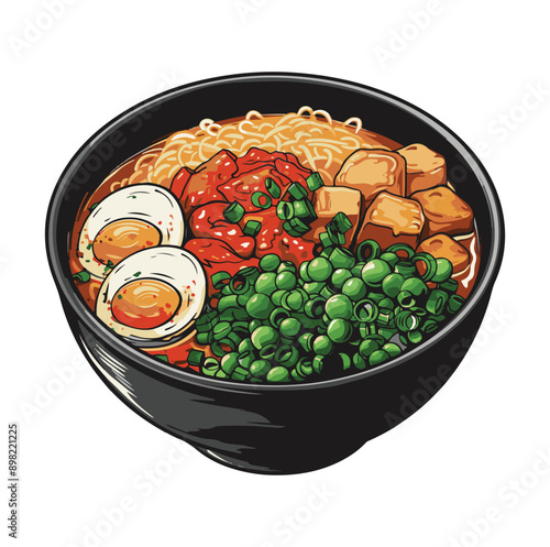 indonesian meatball soup carton illustration ,generative ai
