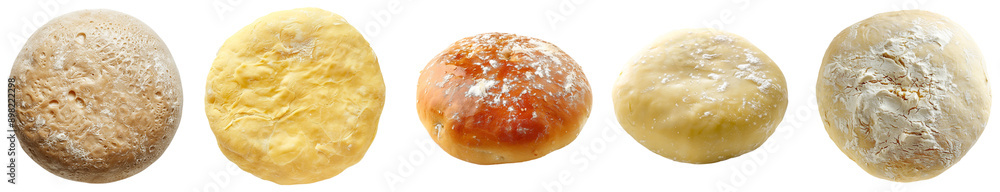 Pack of Round dough isolated set against transparent background Pack of Round dough isolated set against transparent background