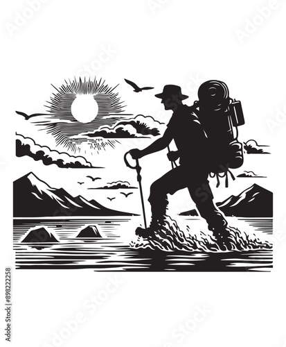 vector hiking vector art,graphics hikings icons set,vintage illustration hiking clipart,vector hikings flat style artwork design