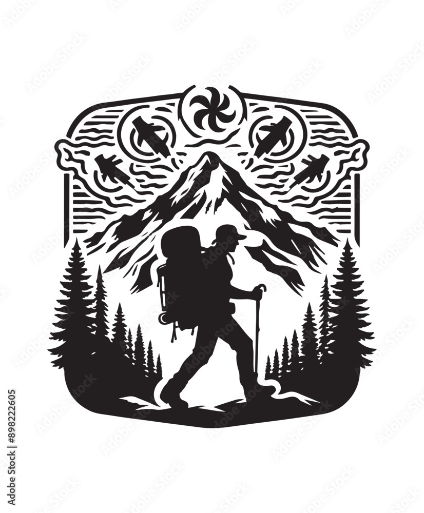 Fototapeta premium vector hiking vector art,graphics hikings icons set,vintage illustration hiking clipart,vector hikings flat style artwork design