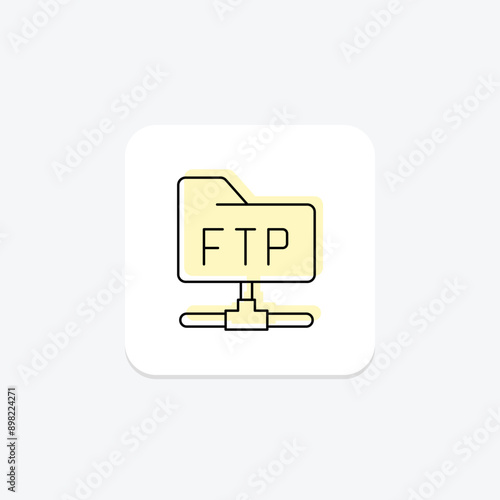 Ftp Connection color shadow thinline icon , vector, pixel perfect, illustrator file