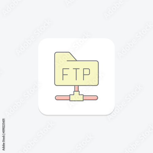 Ftp Connection lineal color icon , vector, pixel perfect, illustrator file