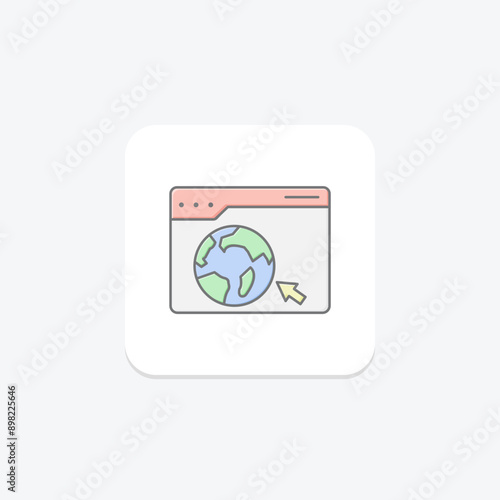 Internet browsing lineal color icon , vector, pixel perfect, illustrator file