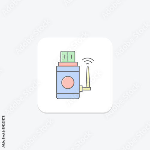Wifi USB Adapter lineal color icon , vector, pixel perfect, illustrator file
