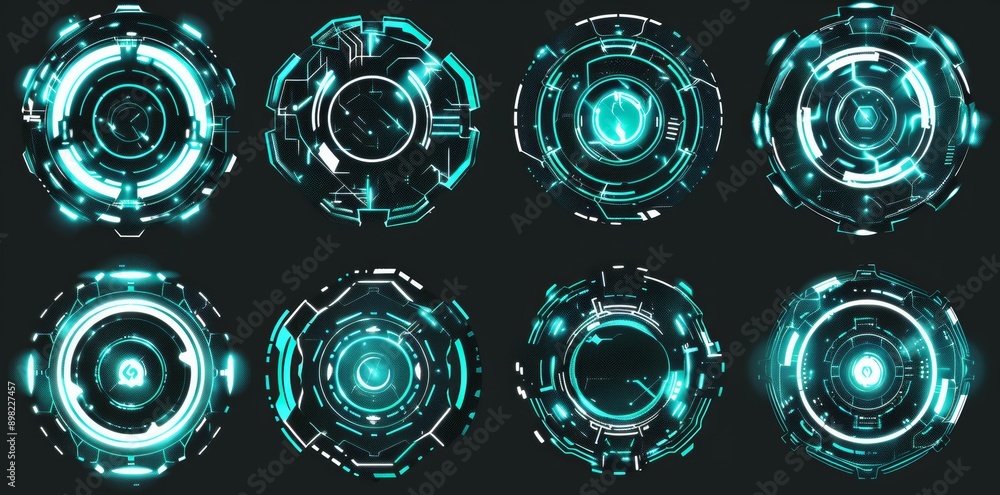 The vision of a futuristic HUD with round and circular elements ...