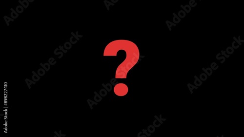 Red question mark animation with a transparent background for creative videos.  Alpha Channel.