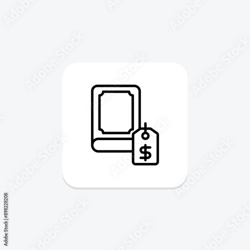 Book price line icon , vector, pixel perfect, illustrator file