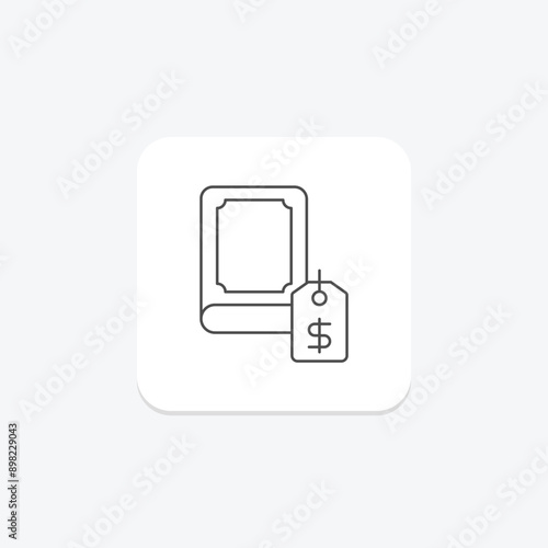 Book price thinline icon , vector, pixel perfect, illustrator file