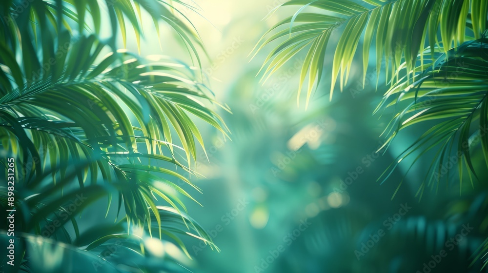 A palms' close-up, sun glowing through its leaves A palms' close-up, sun glowing through its leaves