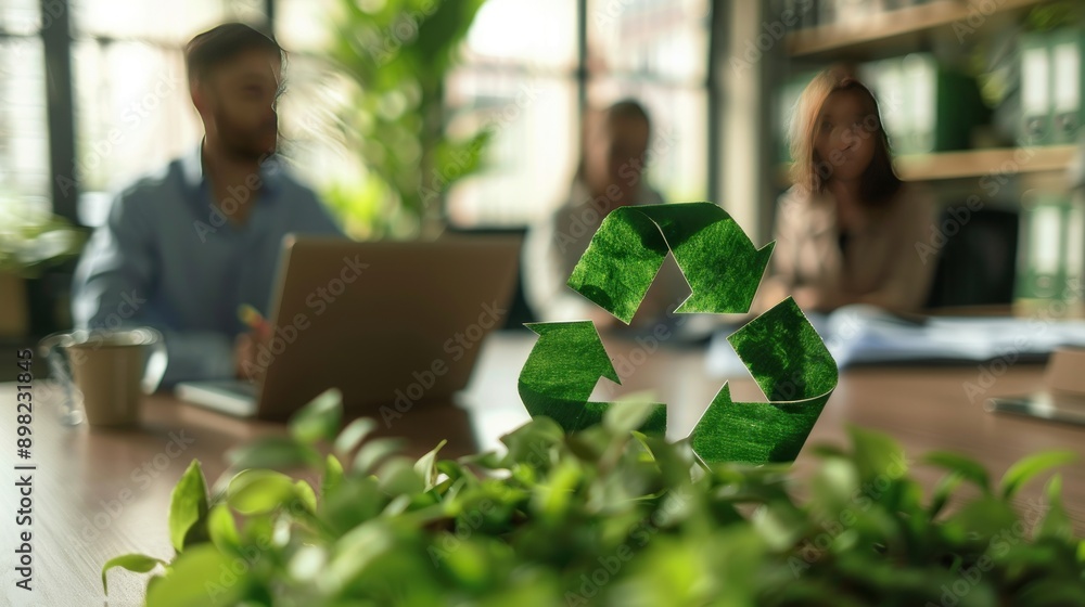 Group of business people plan and discuss recycling, reduce, reuse ...