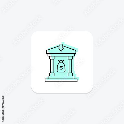 Payment Refund color shadow thinline icon , vector, pixel perfect, illustrator file