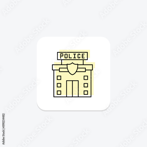 Police station color shadow thinline icon , vector, pixel perfect, illustrator file