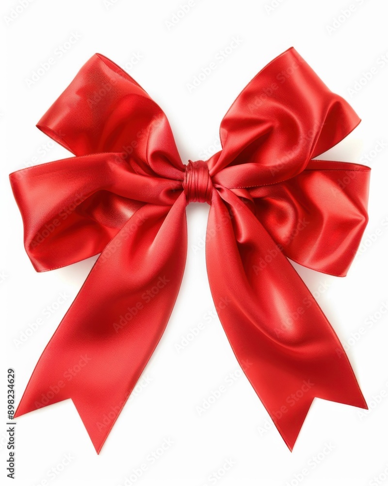 Bow Isolated. Red Ribbon Bow for Holiday Decorations on White Background Bow Isolated. Red Ribbon Bow for Holiday Decorations on White Background