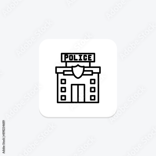 Police station line icon , vector, pixel perfect, illustrator file