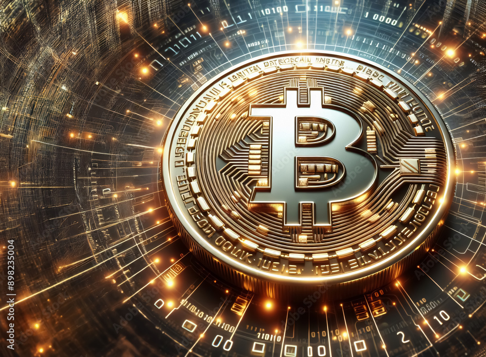 Bitcoins auf dunkelblauem Hintergrund , copy space Bitcoins auf dunkelblauem Hintergrund , copy space