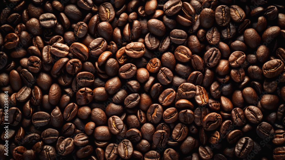 Naklejka premium A seamless background made entirely of roasted coffee beans, providing a rich, textured look