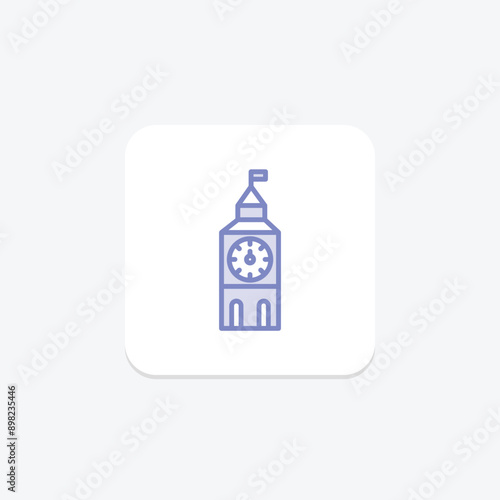 Clock Tower duotone line icon , vector, pixel perfect, illustrator file