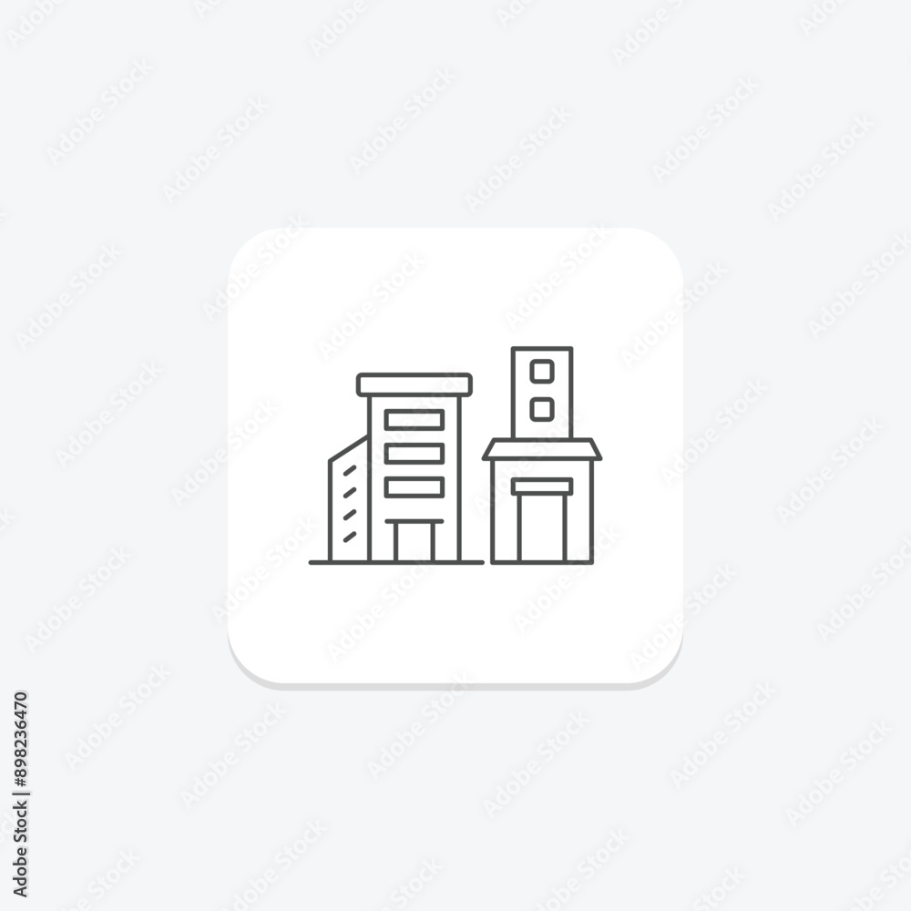 Commercial building thinline icon , vector, pixel perfect, illustrator file Commercial building thinline icon , vector, pixel perfect, illustrator file