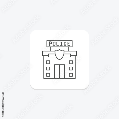 Police station thinline icon , vector, pixel perfect, illustrator file