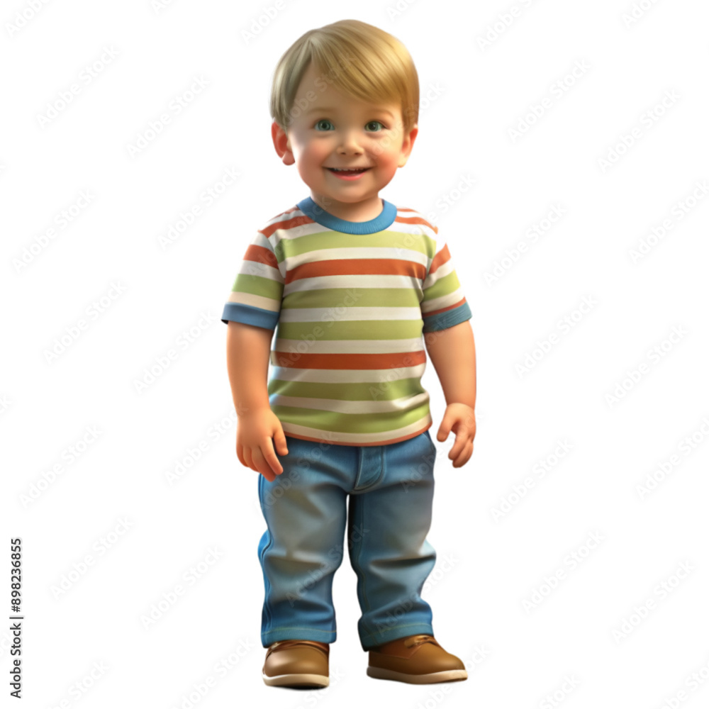 3d rendering of a toddler boy standing and smiling 3d rendering of a toddler boy standing and smiling