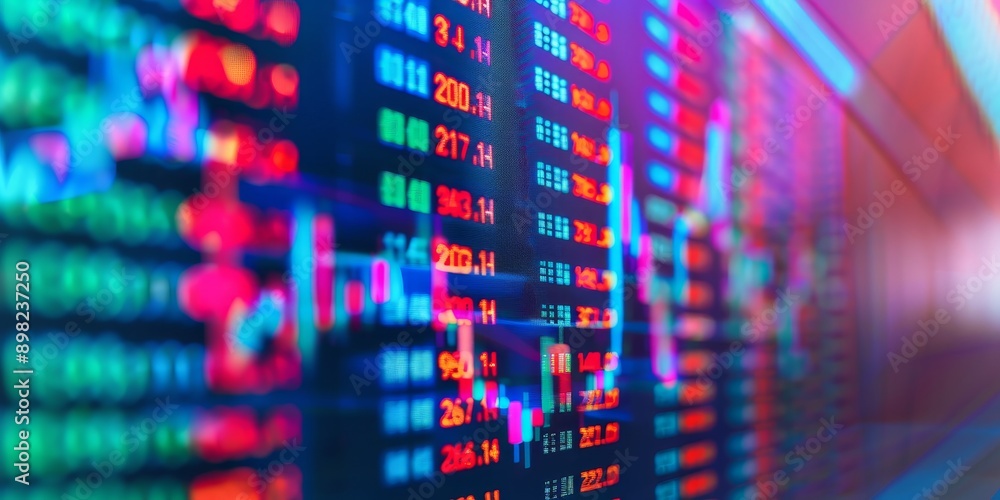 stock market data display on screen with fluctuating numbers and charts - financial trading and investment concept. stock market data display on screen with fluctuating numbers and charts - financial trading and investment concept.