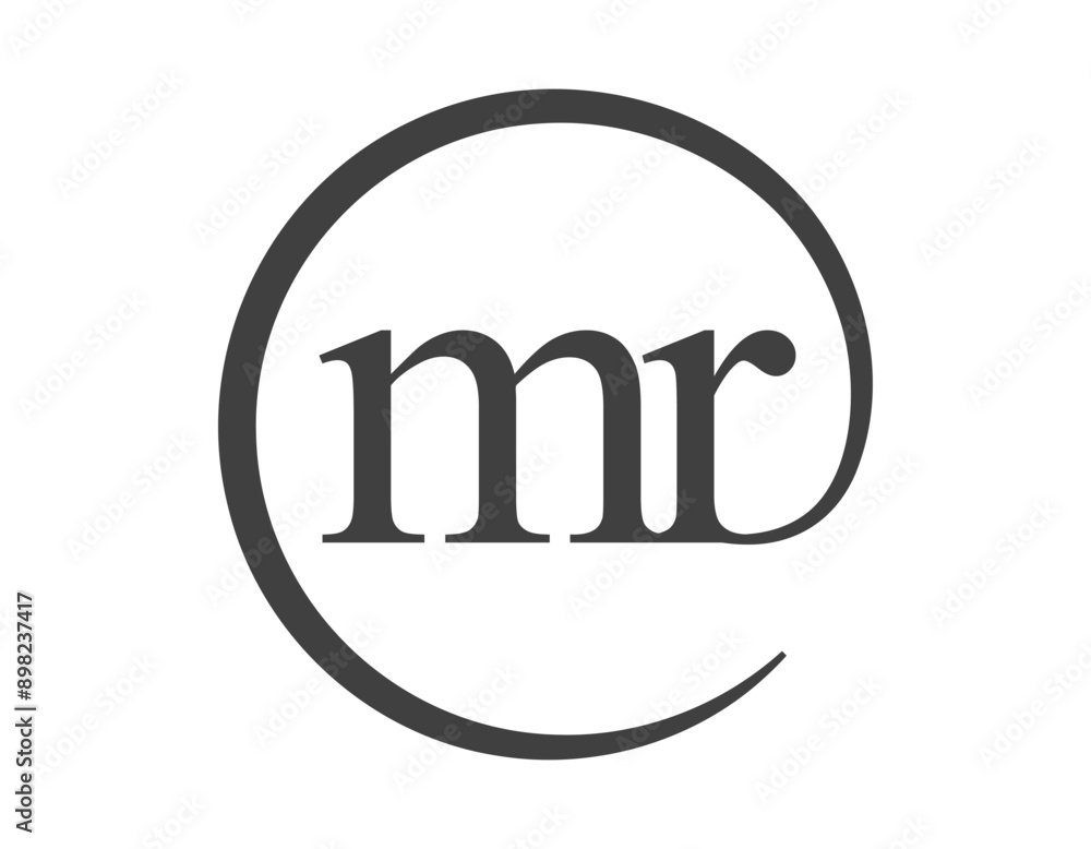 MR logo from two letter with circle shape email sign style. M and R round logotype of business company MR logo from two letter with circle shape email sign style. M and R round logotype of business company