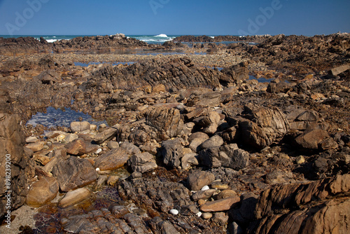 The wild Southernmost African tip where the Indian Ocean joins with the Atlantic Ocean in Cape Agulhas