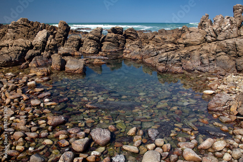 The wild Southernmost African tip where the Indian Ocean joins with the Atlantic Ocean in Cape Agulhas