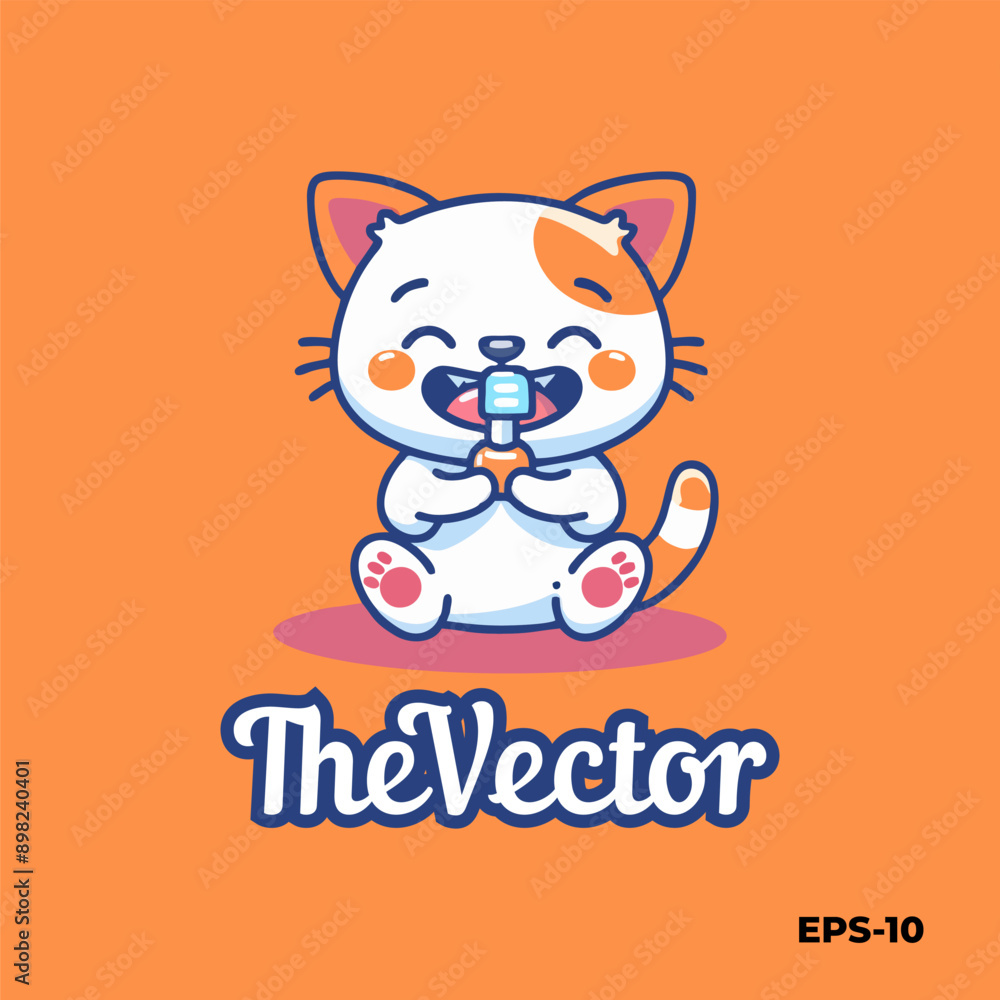 Cat brushing teeth logo, vector, mascot, character, cartoon, illustration Cat brushing teeth logo, vector, mascot, character, cartoon, illustration