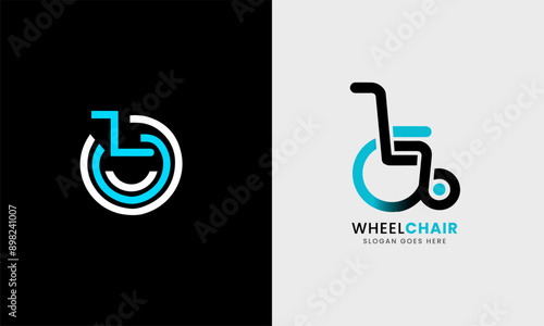 Patient Wheel chair, clinic physical people medical hospital care chair seat support logo icon graphic design