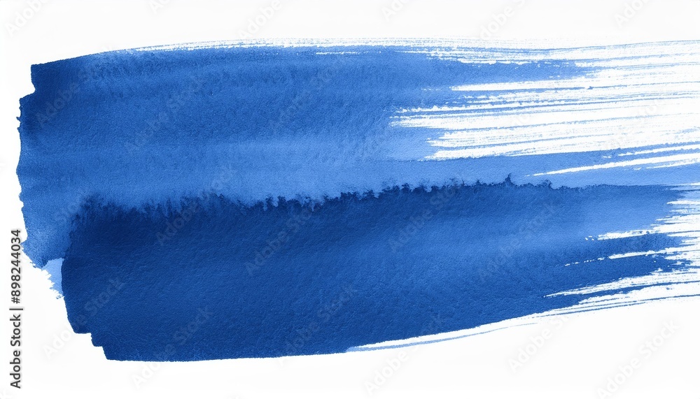 Fototapeta premium blue watercolor brush stroke; isolated on white; texture for design