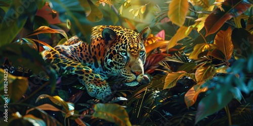 Leopard in Tree Leaves © Alexandr