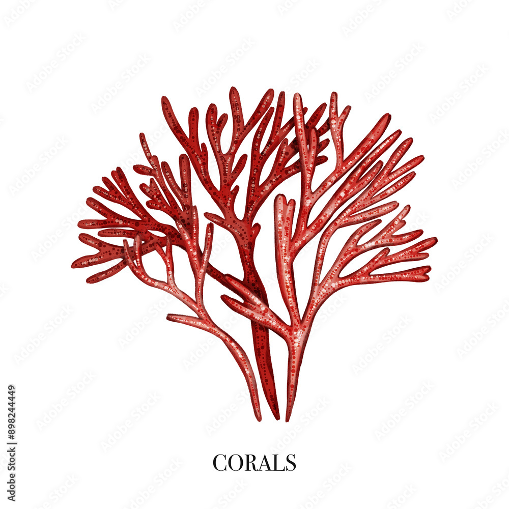 Corals. Algae. Intricate Ocean Fauna Illustrations: Hand-Drawn Marine Life Collection. Watercolor drawing. Marine themed clipart with sea creatures. Corals. Algae. Intricate Ocean Fauna Illustrations: Hand-Drawn Marine Life Collection. Watercolor drawing. Marine themed clipart with sea creatures.
