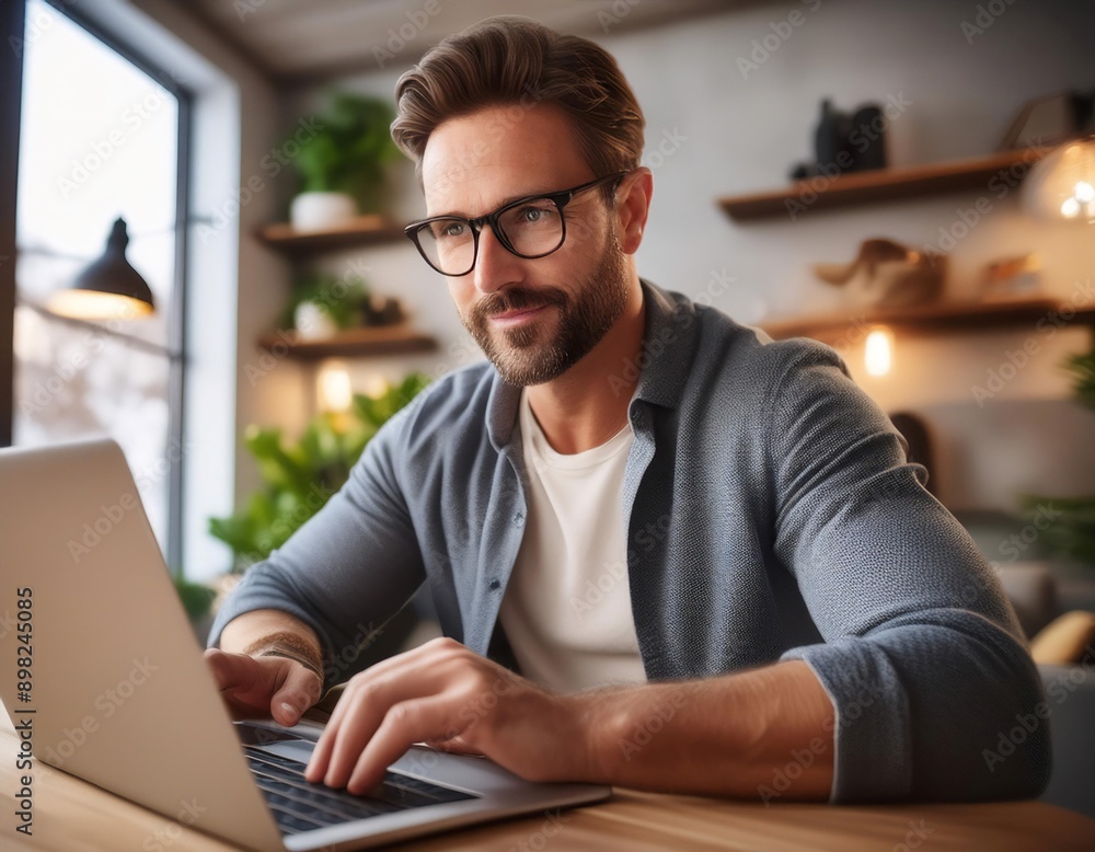 Individual Working Remotely in Home Office Individual Working Remotely in Home Office