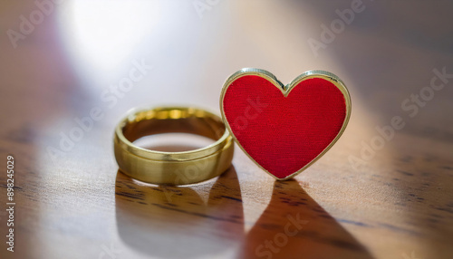 Concept of a husband and marriage, featuring symbols like wedding rings, a heart, and a couple symbolizing love, partnership, and commitment.