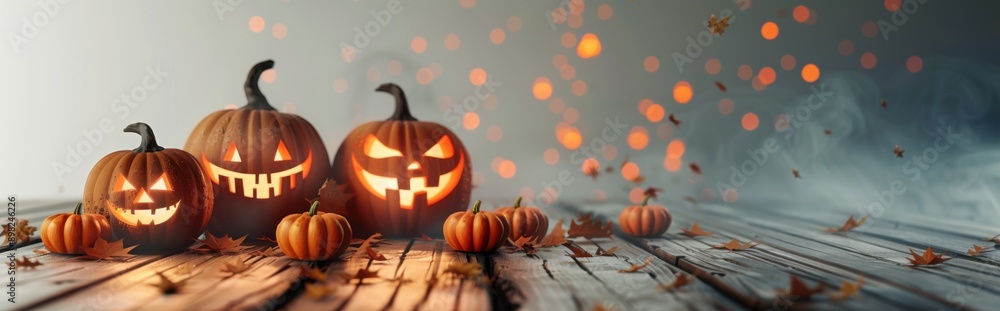 Fototapeta premium Halloween Pumpkin Scene