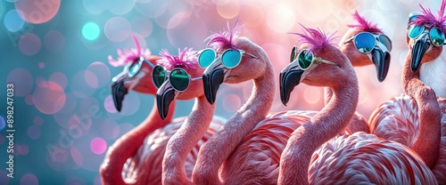 Obraz na płótnie Cool Flamingo Friends w salonie