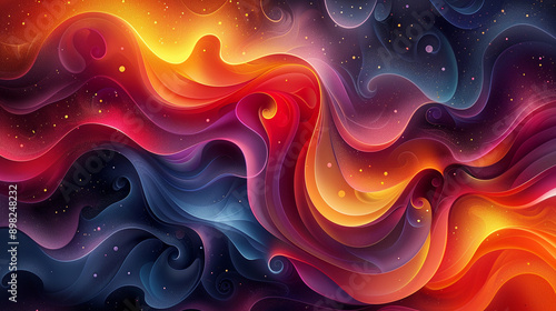 Immerse in the vibrant world of abstract art with these stunning graphics, showcasing dynamic waves of color and intricate patterns, perfect for adding a touch of creativity and energy to any project