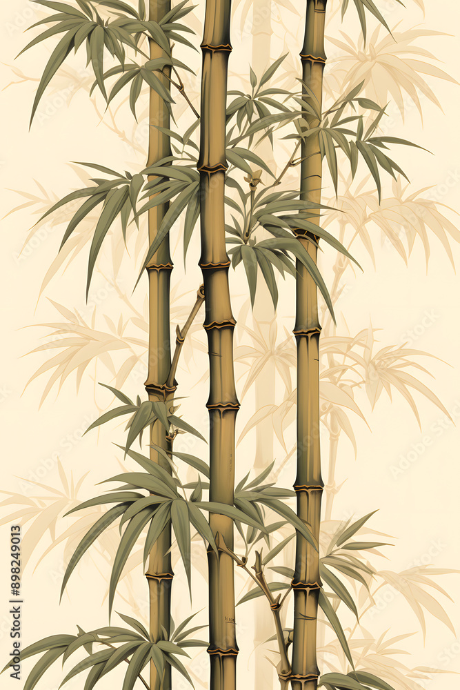 Obraz premium vintage stye illustrated ´bamboo wallpaper, bamboo wallpaper
