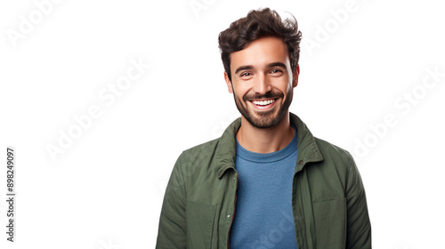 Confident young man, bright-looking young man Isolated from the white background.