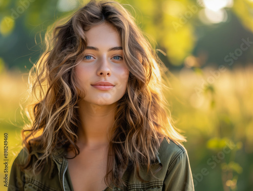 Beautiful plus size young woman outdoors