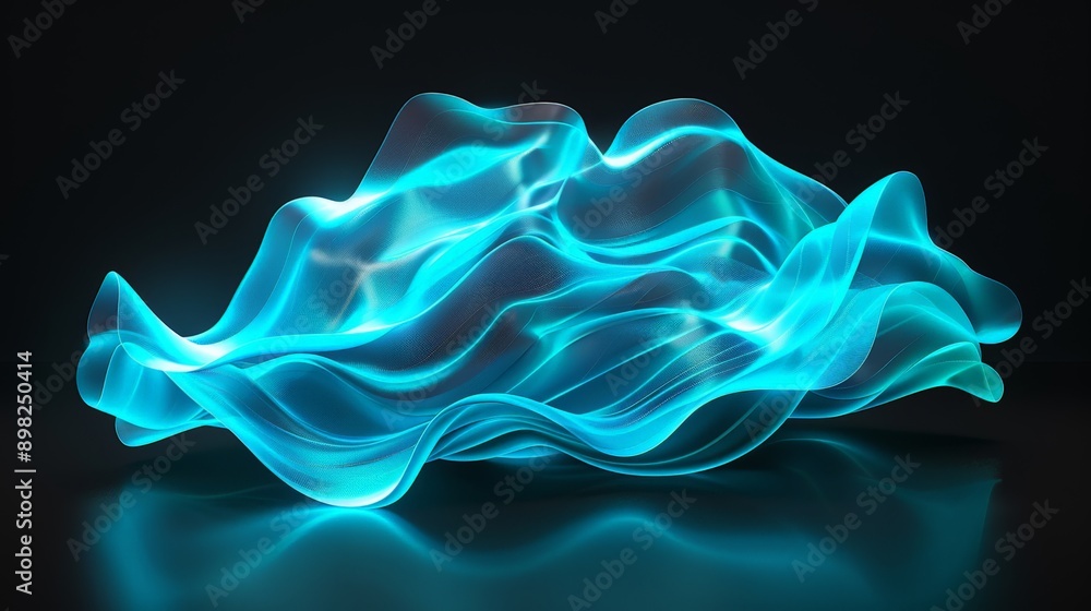 Abstract blue wavy shape on black background Abstract blue wavy shape on black background