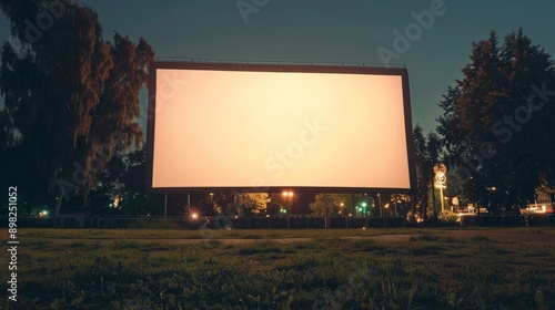 Blank Projection Screen at Night. photo