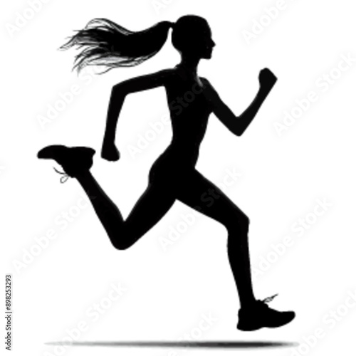 runner girl silhouette, walking girl silhouette.